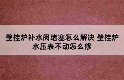 壁挂炉补水阀堵塞怎么解决 壁挂炉水压表不动怎么修